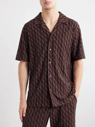 Frescobol Carioca Roberto Terry Cotton and Linen-Blend Jacquard Shirt - Men | Thumbnail 3 Frescobol Carioca Roberto Terry Cotton and Linen-Blend Jacquard Shirt - Men | Thumbnail 3