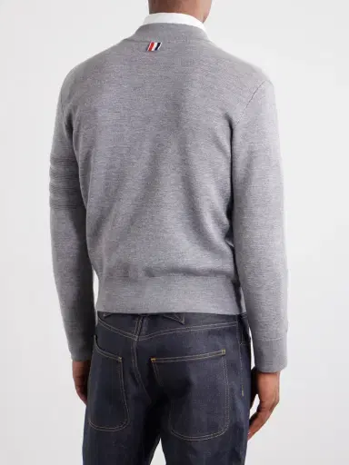 Thom Browne Striped Wool, Linen and Cotton-Blend Zip-Up Cardigan - Men | Thumbnail 4 Thom Browne Striped Wool, Linen and Cotton-Blend Zip-Up Cardigan - Men | Thumbnail 4