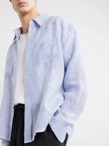 Cherry Los Angeles Striped Linen Western Shirt - Men | Thumbnail 5 Cherry Los Angeles Striped Linen Western Shirt - Men | Thumbnail 5