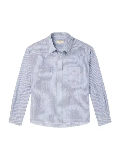 Cherry Los Angeles Striped Linen Western Shirt - Men | Thumbnail 1 Cherry Los Angeles Striped Linen Western Shirt - Men | Thumbnail 1
