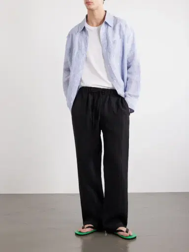 Cherry Los Angeles Wide-Leg Linen Trousers - Men | Thumbnail 2 Cherry Los Angeles Wide-Leg Linen Trousers - Men | Thumbnail 2