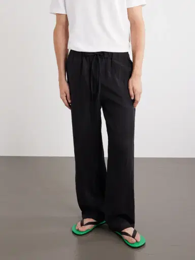 Cherry Los Angeles Wide-Leg Linen Trousers - Men | Thumbnail 3 Cherry Los Angeles Wide-Leg Linen Trousers - Men | Thumbnail 3