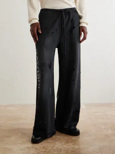 Satoshi Nakamoto Luke Straight-Leg Logo-Printed Cotton-Fleece Sweatpants - Men | Thumbnail 3 Satoshi Nakamoto Luke Straight-Leg Logo-Printed Cotton-Fleece Sweatpants - Men | Thumbnail 3