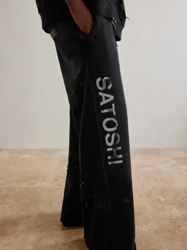 Satoshi Nakamoto Luke Straight-Leg Logo-Printed Cotton-Fleece Sweatpants - Men | Thumbnail 5 Satoshi Nakamoto Luke Straight-Leg Logo-Printed Cotton-Fleece Sweatpants - Men | Thumbnail 5