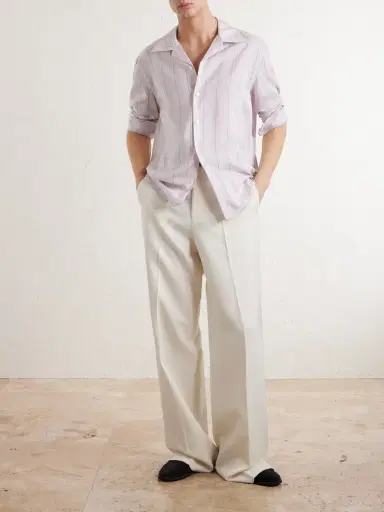 Zegna Striped Camp-Collar Silk Shirt - Men | Thumbnail 2 Zegna Striped Camp-Collar Silk Shirt - Men | Thumbnail 2