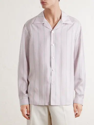 Zegna Striped Camp-Collar Silk Shirt - Men | Thumbnail 3 Zegna Striped Camp-Collar Silk Shirt - Men | Thumbnail 3