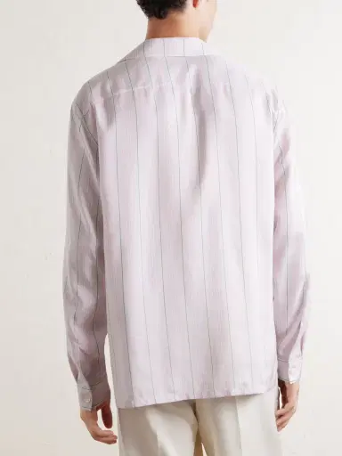 Zegna Striped Camp-Collar Silk Shirt - Men | Thumbnail 4 Zegna Striped Camp-Collar Silk Shirt - Men | Thumbnail 4