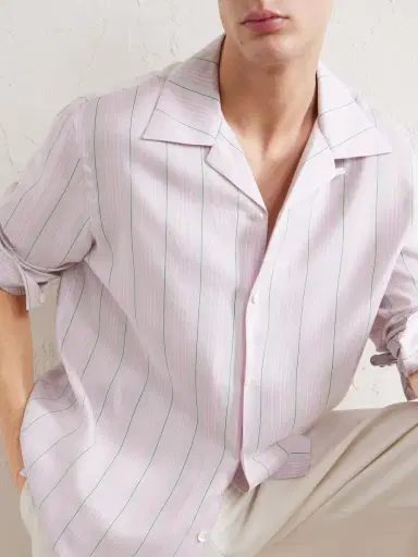 Zegna Striped Camp-Collar Silk Shirt - Men | Thumbnail 5 Zegna Striped Camp-Collar Silk Shirt - Men | Thumbnail 5