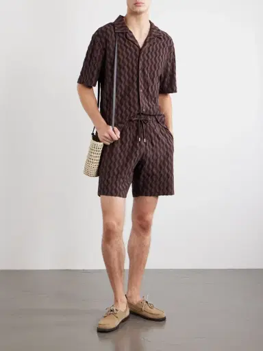 Frescobol Carioca Augusto Cotton and Linen-Blend Jacquard Terry Shorts - Men | Thumbnail 2 Frescobol Carioca Augusto Cotton and Linen-Blend Jacquard Terry Shorts - Men | Thumbnail 2