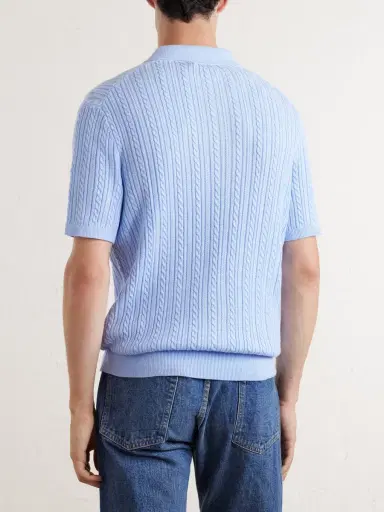Polo Ralph Lauren Logo-Embroidered Cable-Knit Cotton Polo Shirt - Men | Thumbnail 4 Polo Ralph Lauren Logo-Embroidered Cable-Knit Cotton Polo Shirt - Men | Thumbnail 4
