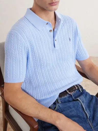 Polo Ralph Lauren Logo-Embroidered Cable-Knit Cotton Polo Shirt - Men | Thumbnail 5 Polo Ralph Lauren Logo-Embroidered Cable-Knit Cotton Polo Shirt - Men | Thumbnail 5