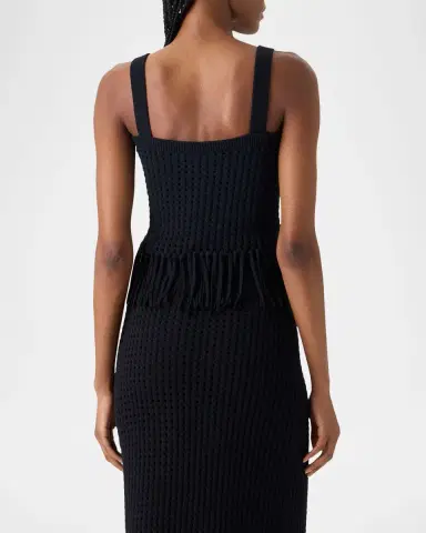 Akris punto Chunky Cotton Mesh Knit Fringe Crop Top | Thumbnail 3 Akris punto Chunky Cotton Mesh Knit Fringe Crop Top | Thumbnail 3