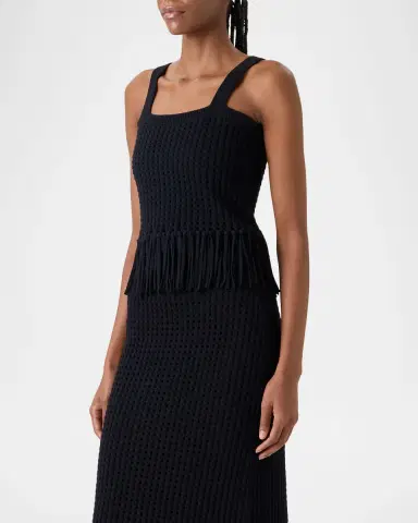 Akris punto Chunky Cotton Mesh Knit Fringe Crop Top | Thumbnail 4 Akris punto Chunky Cotton Mesh Knit Fringe Crop Top | Thumbnail 4