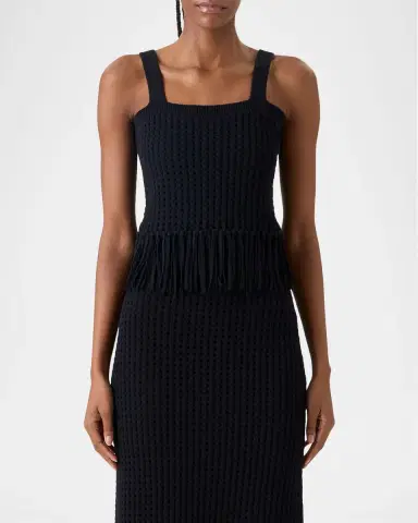 Akris punto Chunky Cotton Mesh Knit Fringe Crop Top | Thumbnail 6 Akris punto Chunky Cotton Mesh Knit Fringe Crop Top | Thumbnail 6