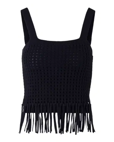 Akris punto Chunky Cotton Mesh Knit Fringe Crop Top | Thumbnail 1 Akris punto Chunky Cotton Mesh Knit Fringe Crop Top | Thumbnail 1