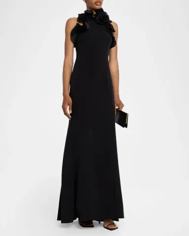 Rickie Freeman for Teri Jon Ruffle-Trim Stretch Crepe Gown | Thumbnail 4 Rickie Freeman for Teri Jon Ruffle-Trim Stretch Crepe Gown | Thumbnail 4