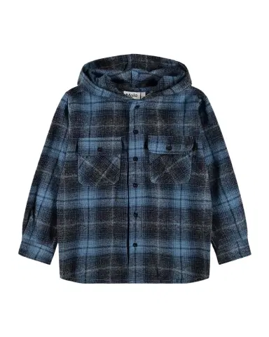 Molo Boy 's Rizz Hooded Cotton Flannel Shirt, Size 7-12 | Thumbnail 1 Molo Boy 's Rizz Hooded Cotton Flannel Shirt, Size 7-12 | Thumbnail 1