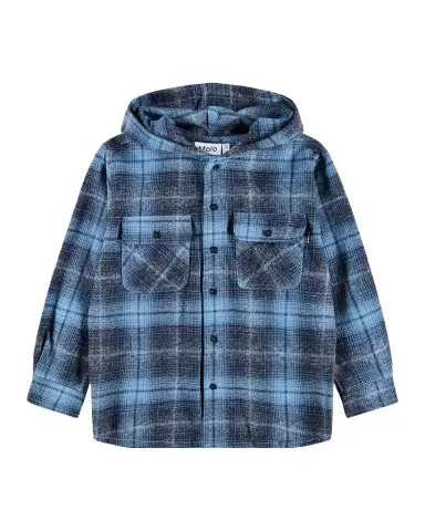 Molo Boy 's Rizz Hooded Cotton Flannel Shirt, Size 3-6 | Thumbnail 1 Molo Boy 's Rizz Hooded Cotton Flannel Shirt, Size 3-6 | Thumbnail 1