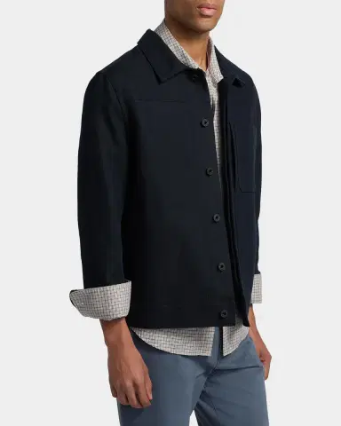 Vince Men's Pleated Cotton-Linen Trucker Jacket | Thumbnail 7 Vince Men's Pleated Cotton-Linen Trucker Jacket | Thumbnail 7