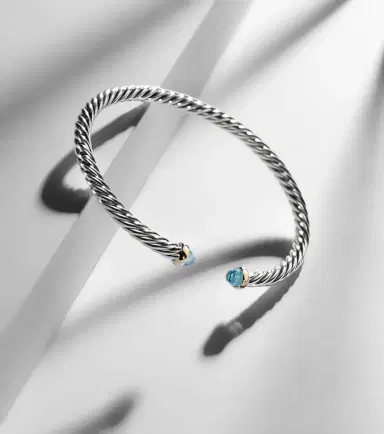 David Yurman Cable Flex sterling silver and 14kt gold cuff bracelet with topazes | Thumbnail 3 David Yurman Cable Flex sterling silver and 14kt gold cuff bracelet with topazes | Thumbnail 3