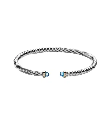 David Yurman Cable Flex sterling silver and 14kt gold cuff bracelet with topazes | Thumbnail 1 David Yurman Cable Flex sterling silver and 14kt gold cuff bracelet with topazes | Thumbnail 1