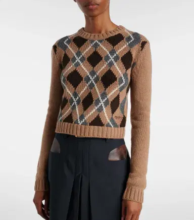 Prada Argyle cashmere sweater | Thumbnail 3 Prada Argyle cashmere sweater | Thumbnail 3