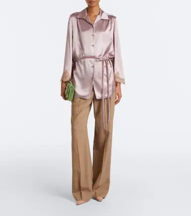 Valentino Lace-trimmed silk satin shirt | Thumbnail 4 Valentino Lace-trimmed silk satin shirt | Thumbnail 4