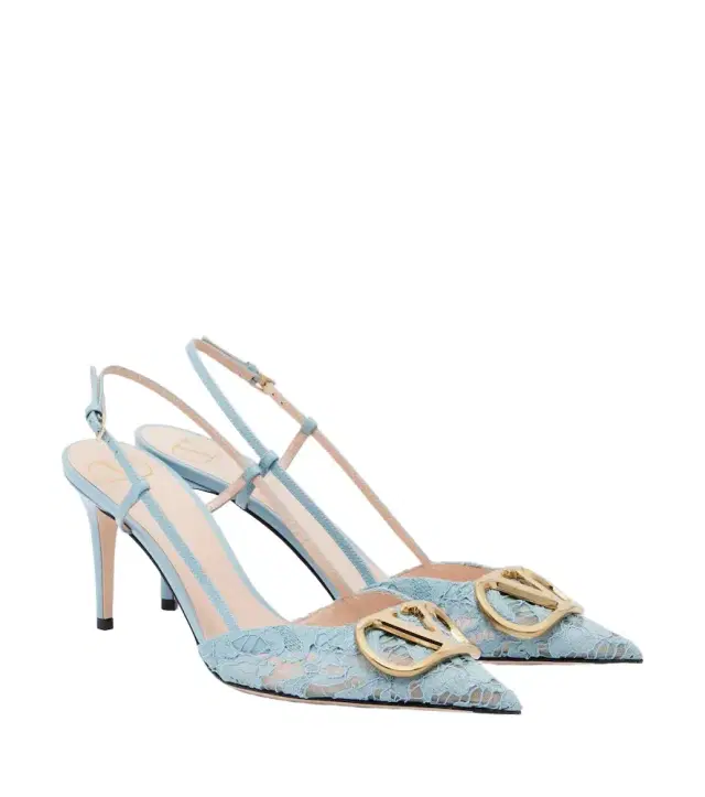 VLogo lace slingback pumps VLogo lace slingback pumps