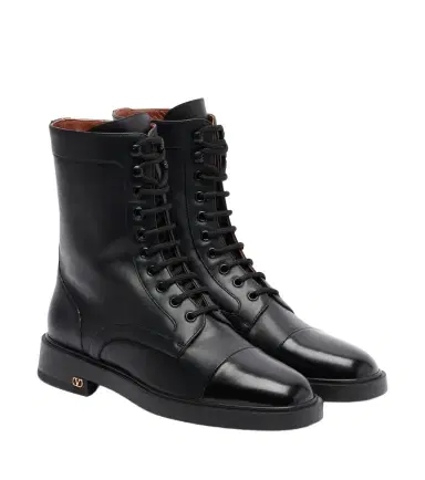Valentino Garavani VLogo lace-up leather combat boots | Thumbnail 1 Valentino Garavani VLogo lace-up leather combat boots | Thumbnail 1