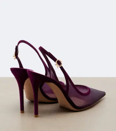 Gianvito Rossi Suede-trimmed organza slingback pumps | Thumbnail 2 Gianvito Rossi Suede-trimmed organza slingback pumps | Thumbnail 2
