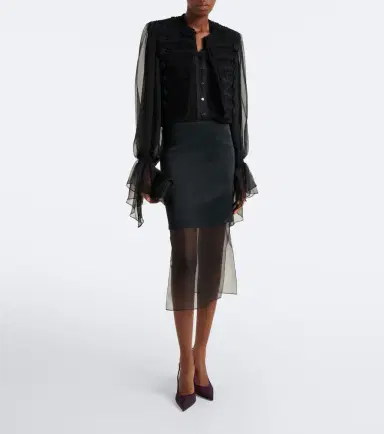 Gianvito Rossi Suede-trimmed organza slingback pumps | Thumbnail 6 Gianvito Rossi Suede-trimmed organza slingback pumps | Thumbnail 6