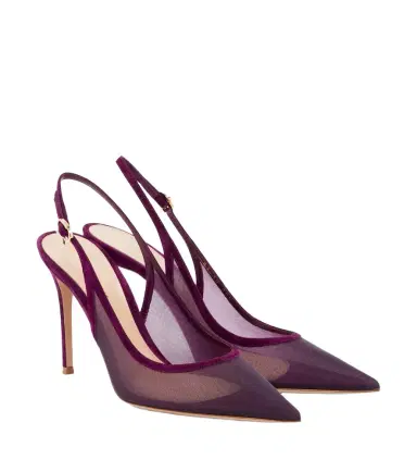 Gianvito Rossi Suede-trimmed organza slingback pumps | Thumbnail 1 Gianvito Rossi Suede-trimmed organza slingback pumps | Thumbnail 1