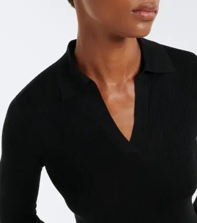 Max Mara Ribbed-knit silk and cashmere polo sweater | Thumbnail 6 Max Mara Ribbed-knit silk and cashmere polo sweater | Thumbnail 6