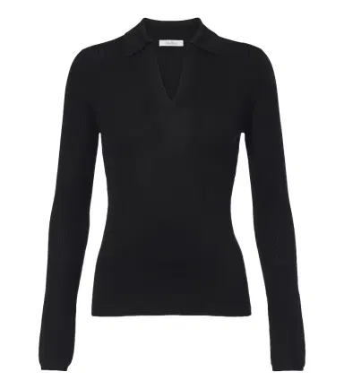 Max Mara Ribbed-knit silk and cashmere polo sweater | Thumbnail 1 Max Mara Ribbed-knit silk and cashmere polo sweater | Thumbnail 1