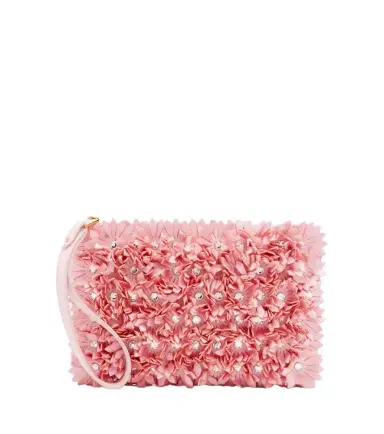 Valentino Garavani Embellished floral-appliqué satin pouch | Thumbnail 1 Valentino Garavani Embellished floral-appliqué satin pouch | Thumbnail 1