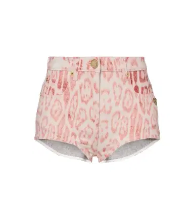 Roberto Cavalli Leopard-print denim shorts | Thumbnail 1 Roberto Cavalli Leopard-print denim shorts | Thumbnail 1
