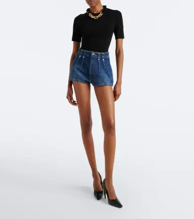 Mugler Pleated denim shorts | Thumbnail 7 Mugler Pleated denim shorts | Thumbnail 7