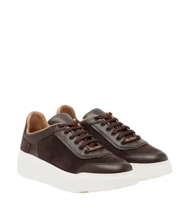 Max Mara Leather-trimmed suede platform sneakers | Thumbnail 1 Max Mara Leather-trimmed suede platform sneakers | Thumbnail 1