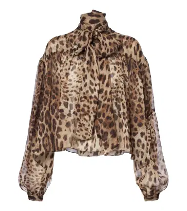Dolce & Gabbana Leopard-print tie-neck silk blouse | Thumbnail 1 Dolce & Gabbana Leopard-print tie-neck silk blouse | Thumbnail 1