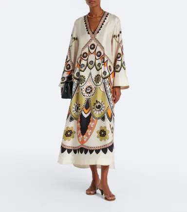La DoubleJ Twin Flame printed silk twill midi dress | Thumbnail 5 La DoubleJ Twin Flame printed silk twill midi dress | Thumbnail 5