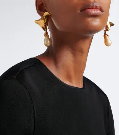 Saint Laurent Cassandre faux pearl clip-on earrings | Thumbnail 6 Saint Laurent Cassandre faux pearl clip-on earrings | Thumbnail 6