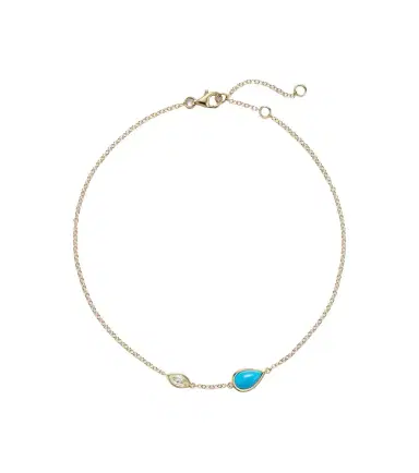 SHAY JEWELRY Riviera 18kt gold anklet with turquoise and diamond | Thumbnail 1 SHAY JEWELRY Riviera 18kt gold anklet with turquoise and diamond | Thumbnail 1