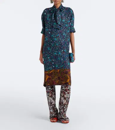 Dries Van Noten Printed tie-neck midi dress | Thumbnail 2 Dries Van Noten Printed tie-neck midi dress | Thumbnail 2