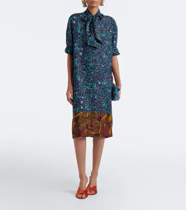 Dries Van Noten Printed tie-neck midi dress | Thumbnail 5 Dries Van Noten Printed tie-neck midi dress | Thumbnail 5