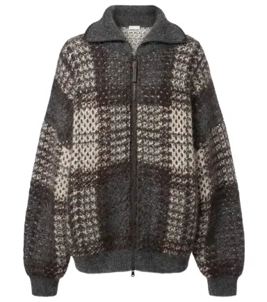 Brunello Cucinelli Checked sequined cardigan | Thumbnail 1 Brunello Cucinelli Checked sequined cardigan | Thumbnail 1