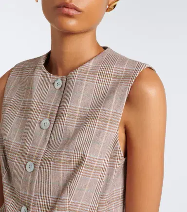 Veronica Beard Lois plaid cotton and linen-blend vest | Thumbnail 2 Veronica Beard Lois plaid cotton and linen-blend vest | Thumbnail 2