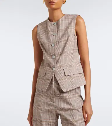 Veronica Beard Lois plaid cotton and linen-blend vest | Thumbnail 4 Veronica Beard Lois plaid cotton and linen-blend vest | Thumbnail 4