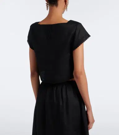 Posse Alfie cropped embroidered linen top | Thumbnail 2 Posse Alfie cropped embroidered linen top | Thumbnail 2