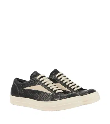 Rick Owens Vintage suede-trimmed leather sneakers | Thumbnail 1 Rick Owens Vintage suede-trimmed leather sneakers | Thumbnail 1
