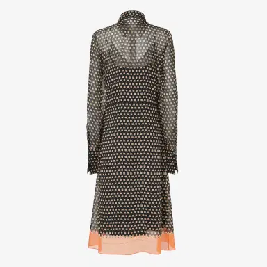 Fendi Flowing midi shirt dress in silk georgette with | Thumbnail 2 Fendi Flowing midi shirt dress in silk georgette with | Thumbnail 2